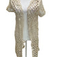 Maurices Taupe "Crocheted" Open Front Short Sleeve Cardigan