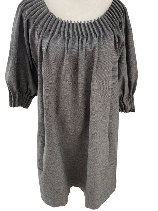 Max Mara Black/White 3/4 Puff Sleeve Mini Dress with Pockets