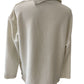Max Studio Cream Long Sleeve Sweater with Side Neck Buttons
