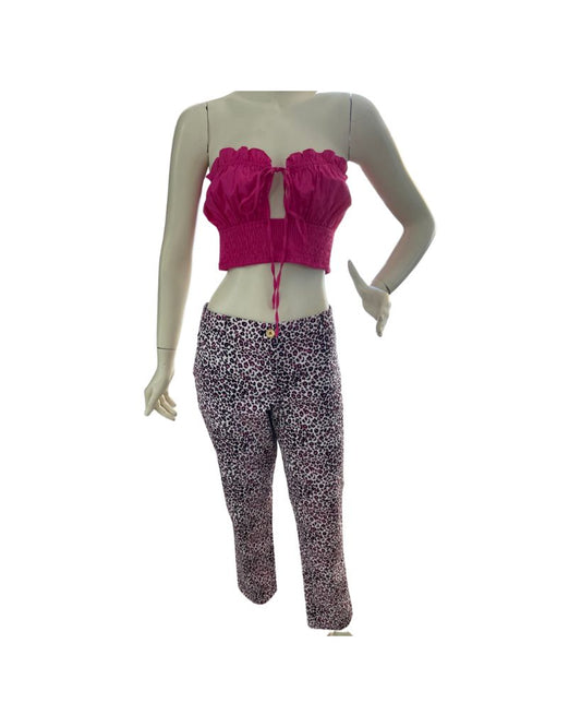 Michael Kors Hot Pink/Black/White Animal Print Pants