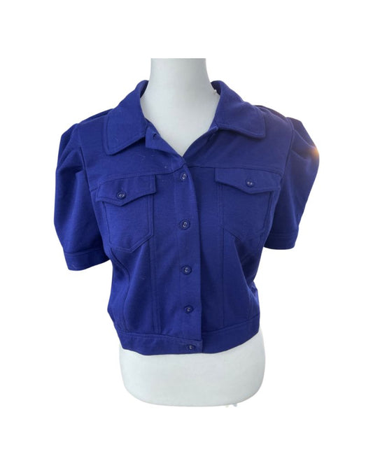 Mind Code Navy Short Sleeve Button Up Jacket