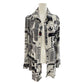 Mishca Black/White Patterned Long Sleeve Button Up Tie Front Blouse