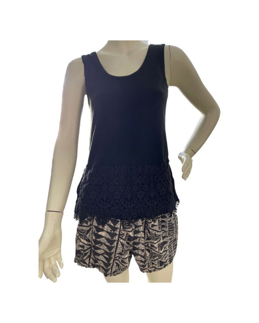 Mossimo Black Patterned Elastic Waist Shorts