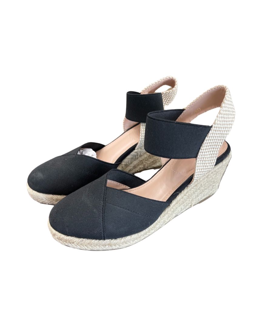 Nailyhome Black Espadrille Wedges (5.5)