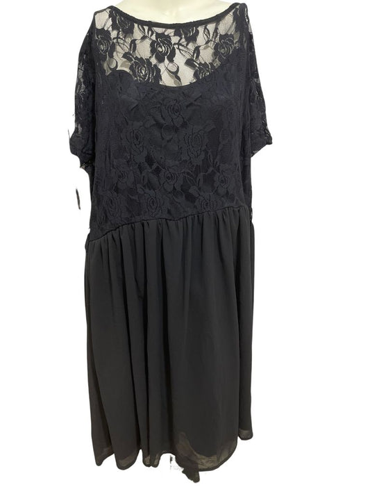 Nemidor Black Short Sleeve Lace Top Dress