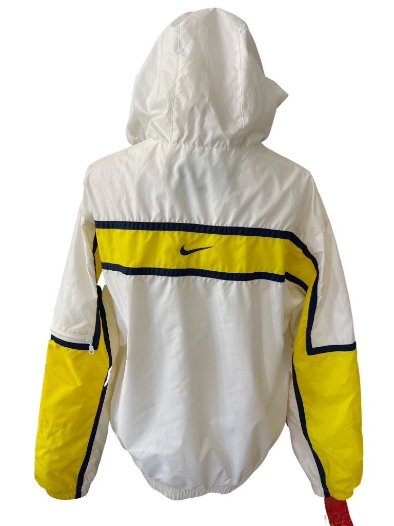 Nike White with Navy & Yellow Stripe Full Zip Up Jacket with Hood