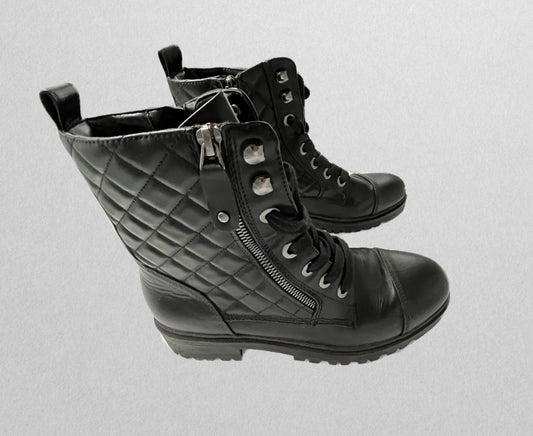 Nine West Black Zippered Quilted Leather Boots