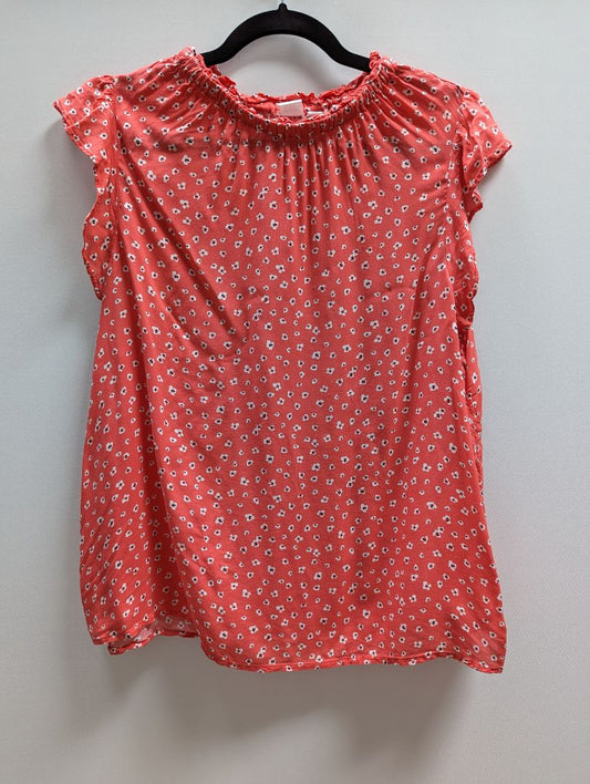 Gap Coral Pink Floral Ruffled Blouse