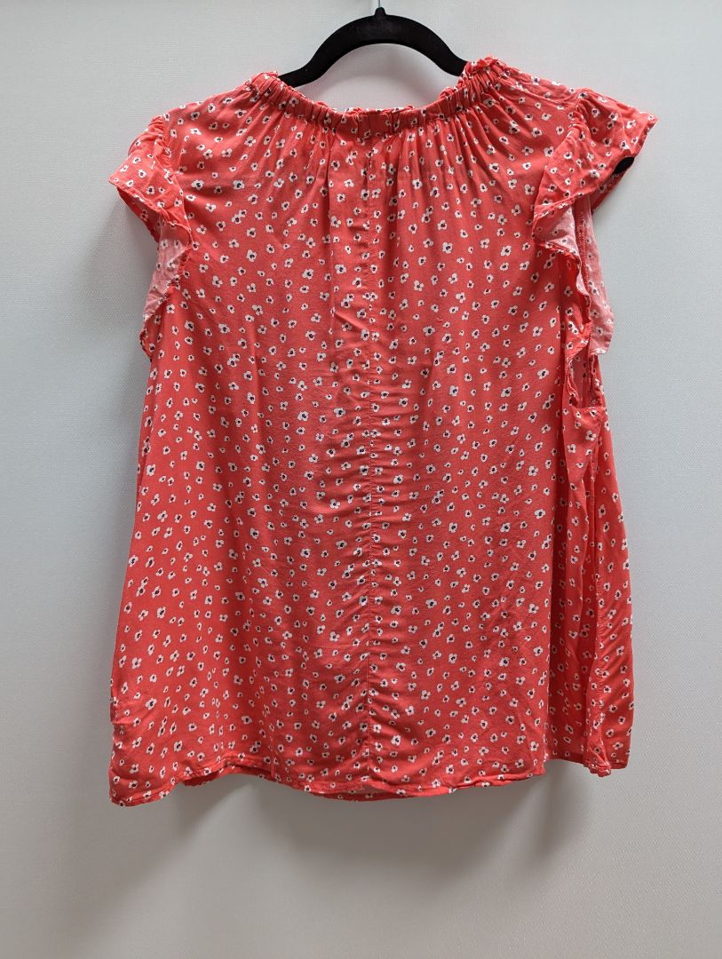 Gap Coral Pink Floral Ruffled Blouse