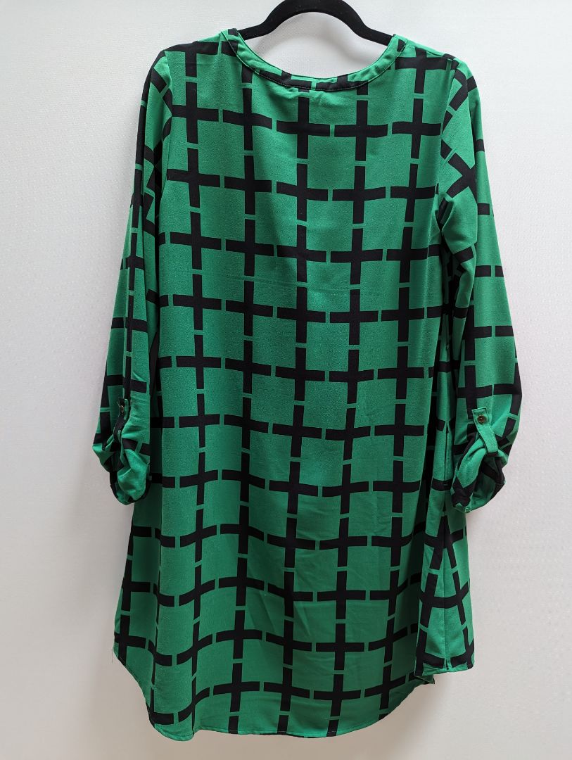 Merona Green and Black Long Sleeve Shirt Dress