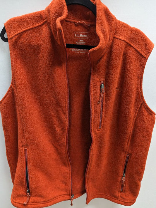 LL Bean Rust Orange Polartec Fleece Zip Vest