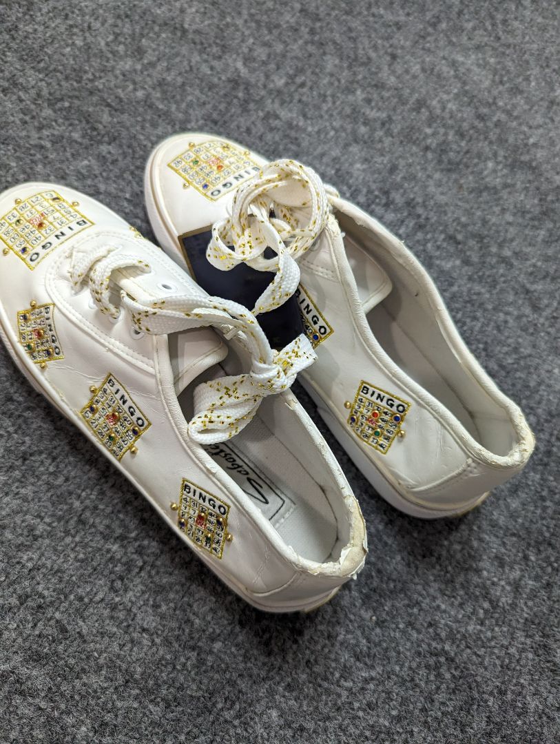 Sebastino Vintage White & Gold PU Leather BINGO Sneaker