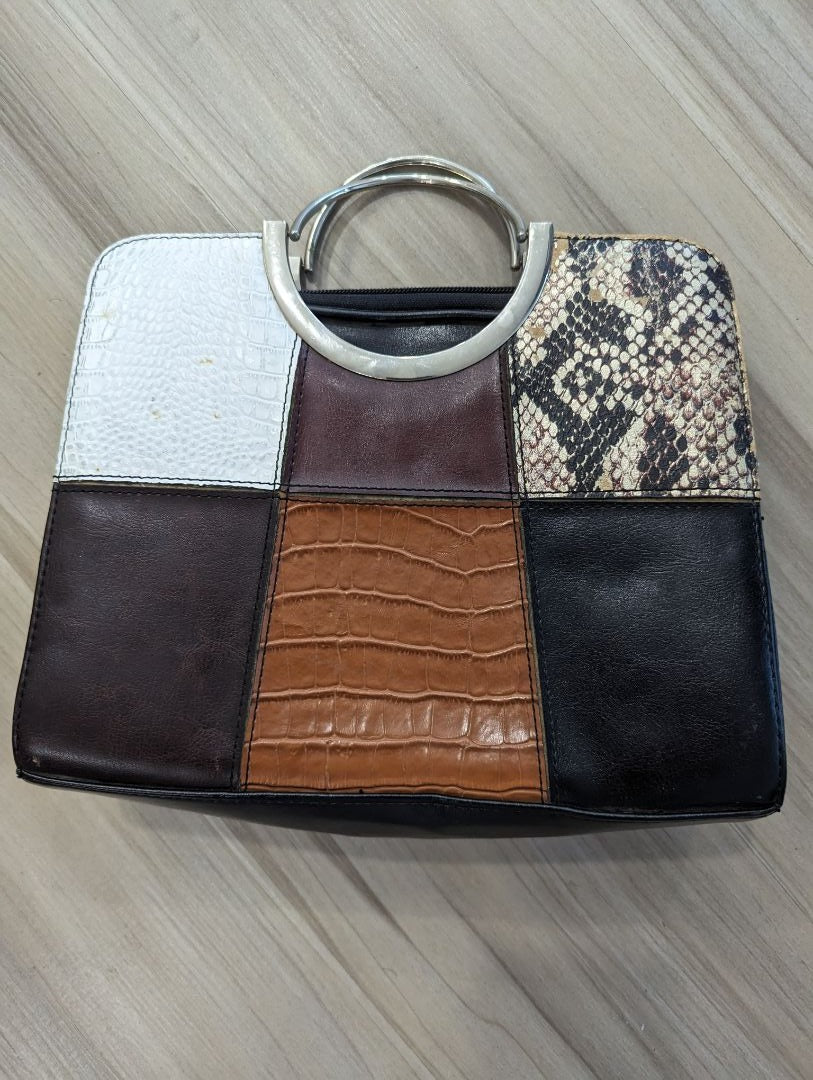 Brown Multicolor Purse With Silver Handles (see description)