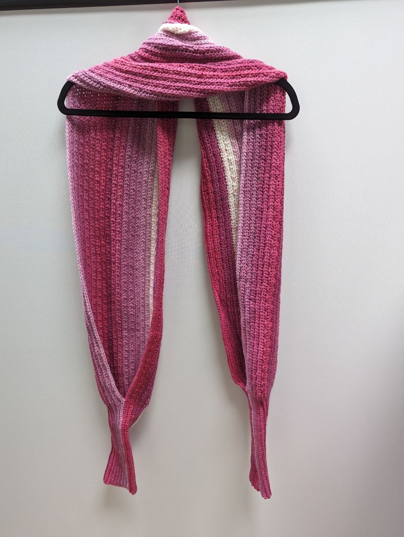 Recycled Threads Gradient Hot Pink Scarf with Sleeves