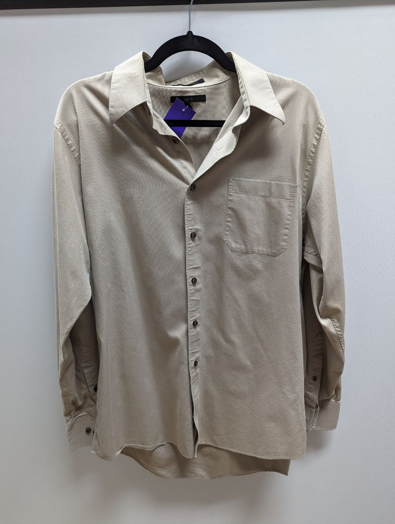 Apt. 9 Beige Button Up Long Sleeve Dress Shirt