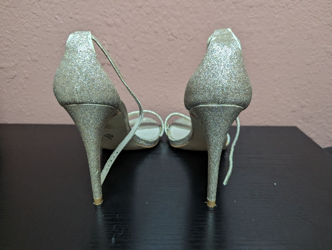 Steve Madden Gold Glitter Ankle Strap Heels