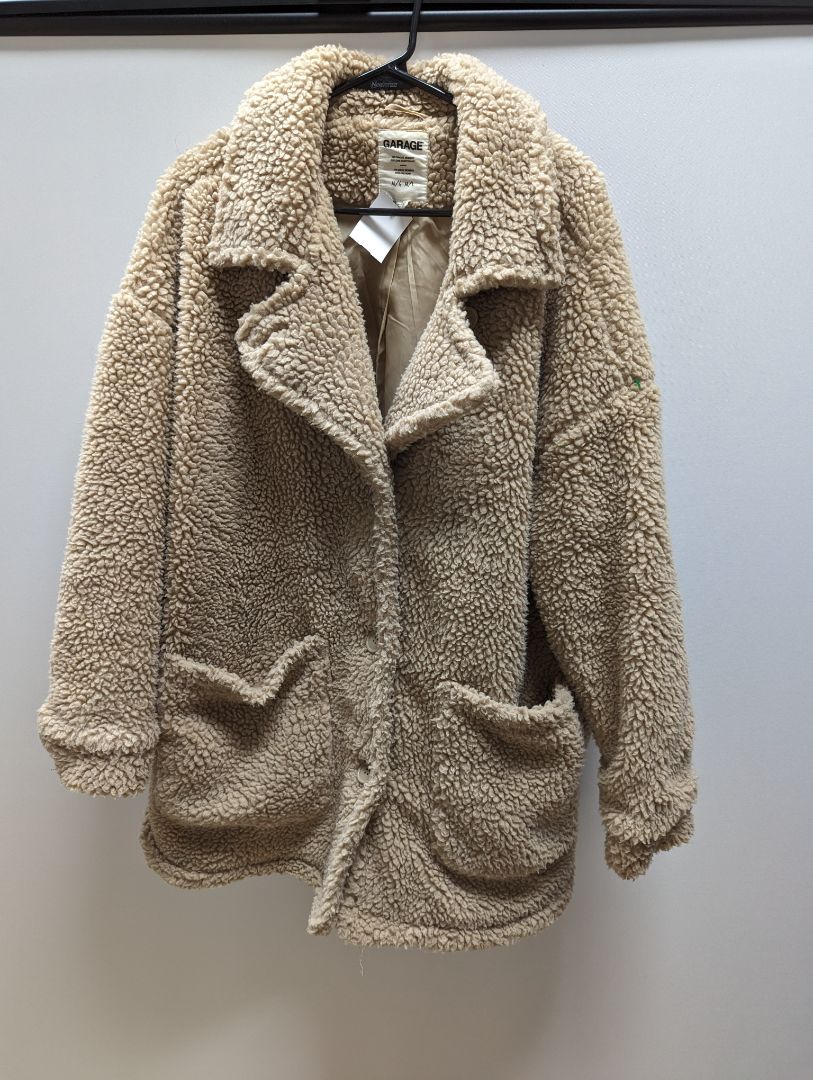 Garage Tan Fur Button Up Coat