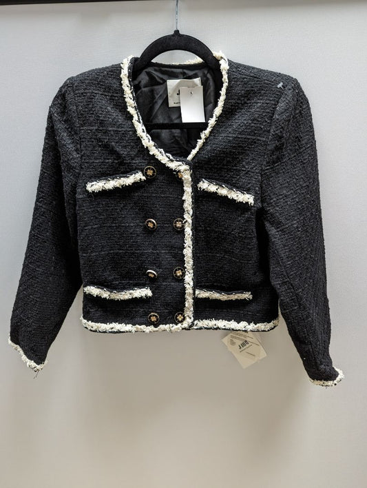 J.ING Black Button Up Jacket with White Trim