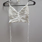 White Crochet Halter Bralette with Exposed Back