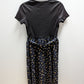 Shein Black Floral Short Sleeve Ribbed Midi Dress