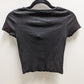American Eagle Black Short Sleeve Textured Crop Tee