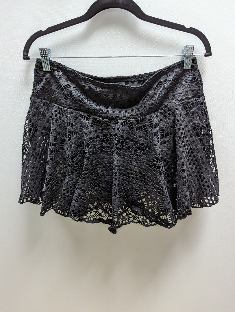 Black Lace Crochet Swim Skirt (L)