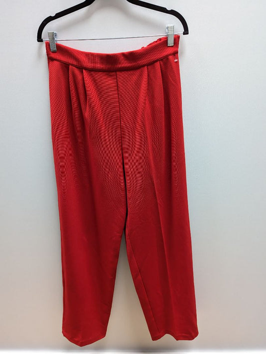 Red Wide Leg Textured Zip Up Pants (L/XL)
