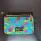 Betsy Johnson Teal Roses Cosmetic Clutch Pouch