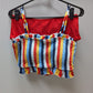 OMKAGI Red Multicolor Bandeau High Waisted Swim Two Piece
