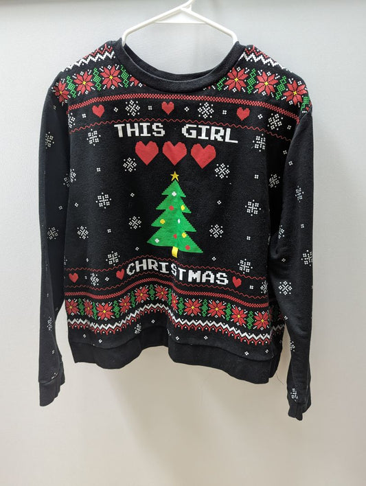 Holiday Time Black  'This Girl Christmas' Sweatshirt