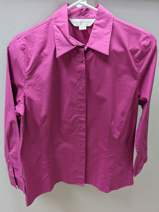 Casual Corner Vintage Hot Pink Button Up Dress Shirt