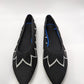 Frank Mully Black Knit Pointed Toe White Mesh Flat