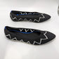 Frank Mully Black Knit Pointed Toe White Mesh Flat