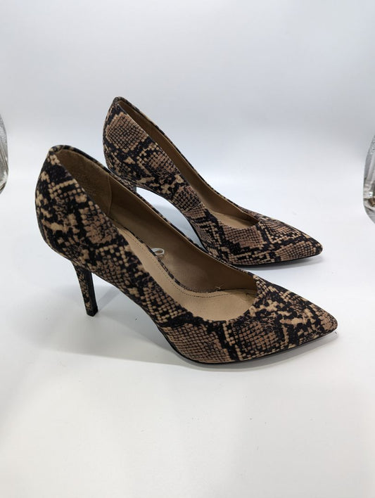 H&M Brown Suede Snake Print Heels