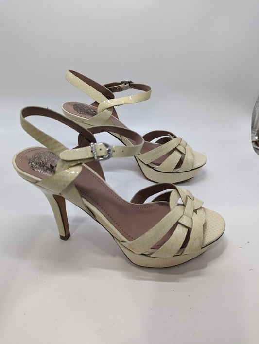 Vince Camuto Cream Snakeskin Heels