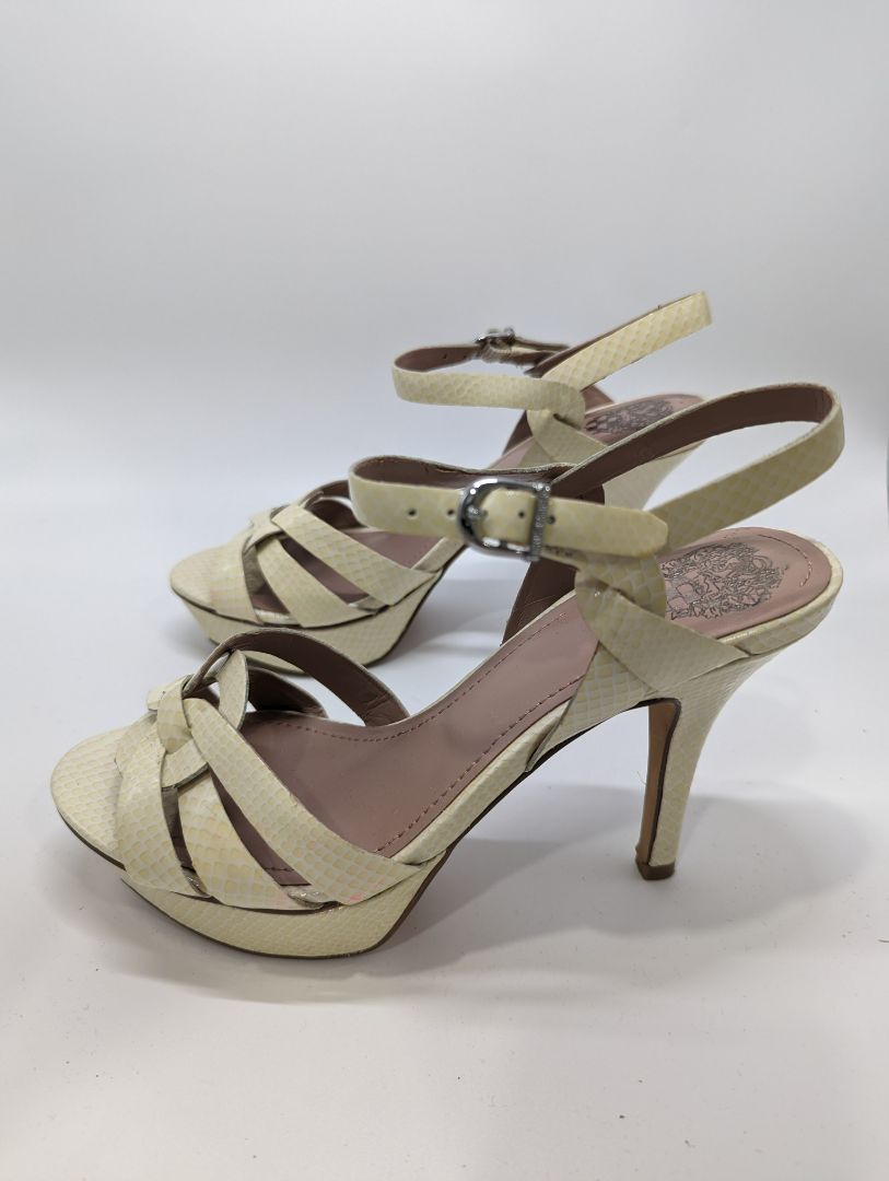 Vince Camuto Cream Snakeskin Heels