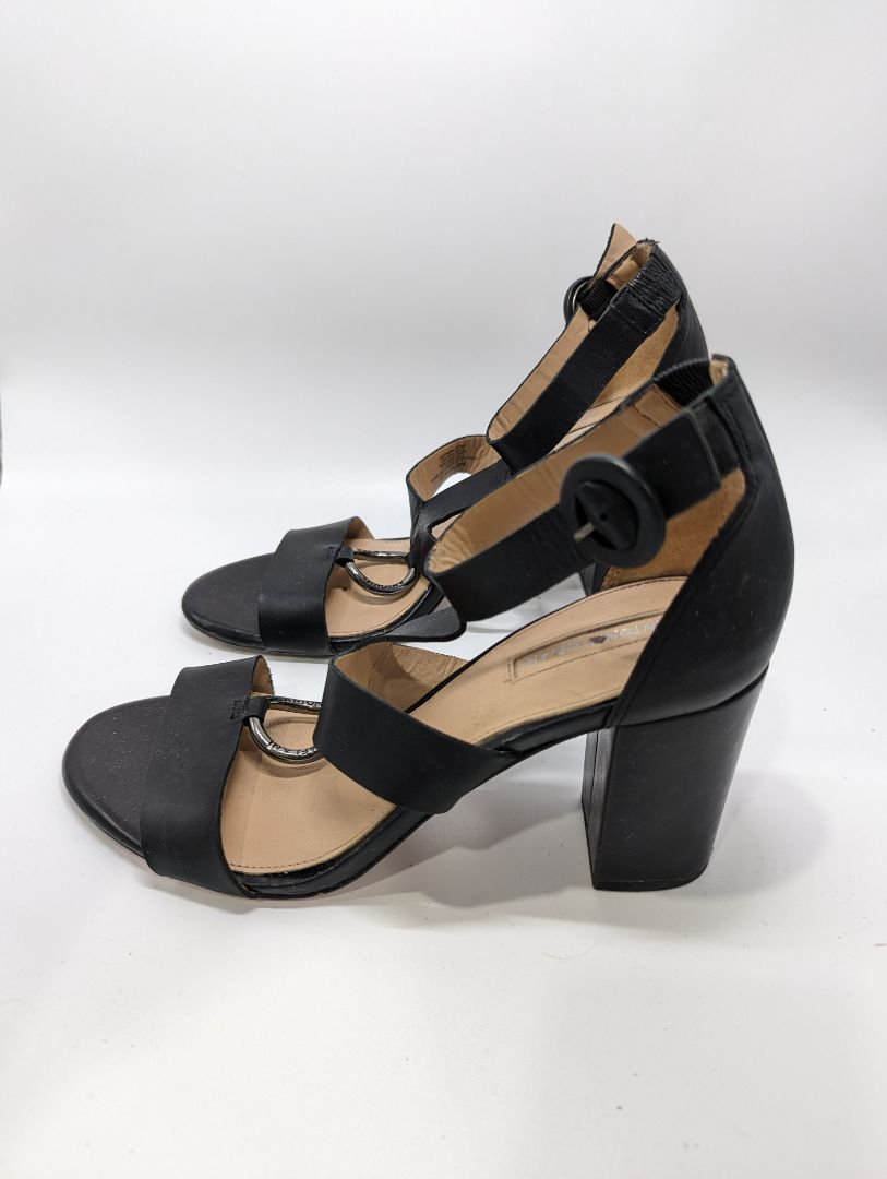 Antonio Melani Black Leather Olyvian Block Heels