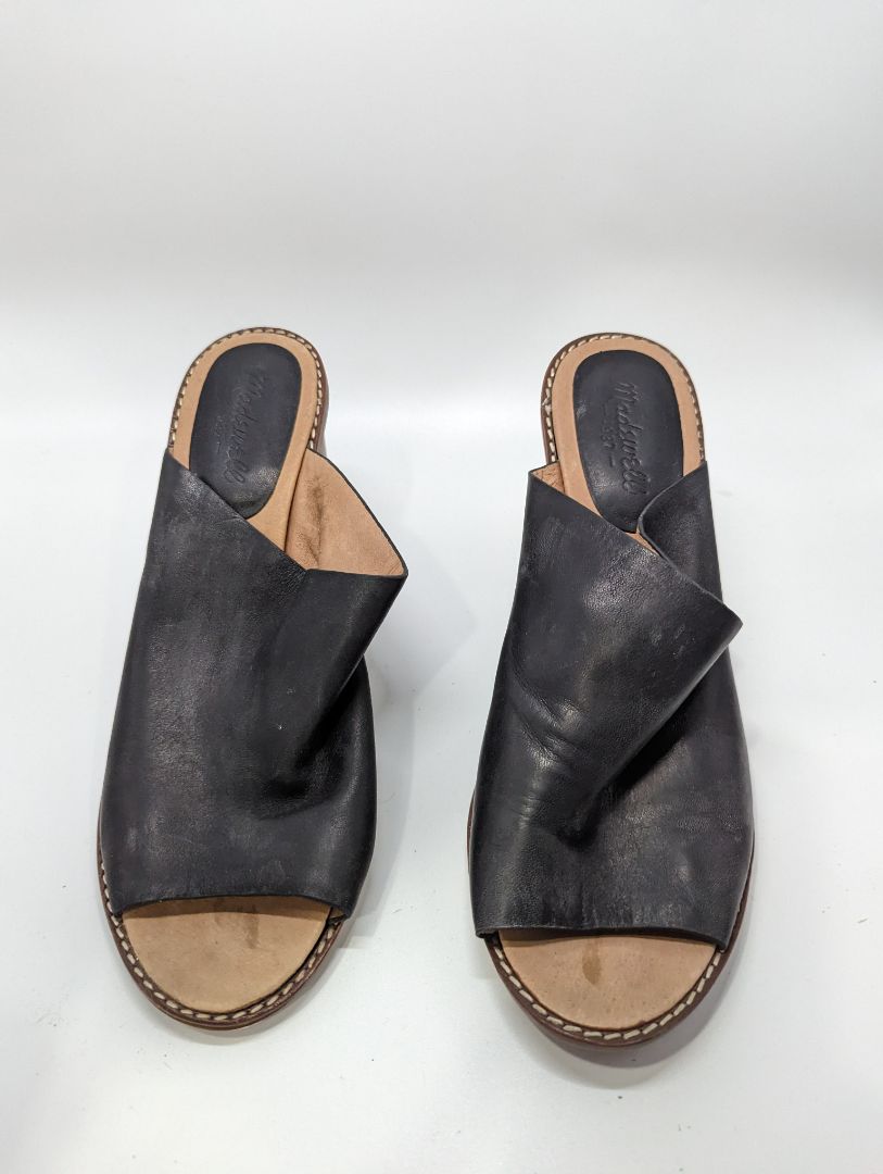 Madewell Black Leather Slipon Mule Sandal