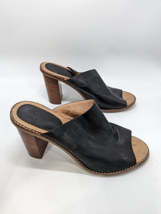 Madewell Black Leather Slipon Mule Sandal