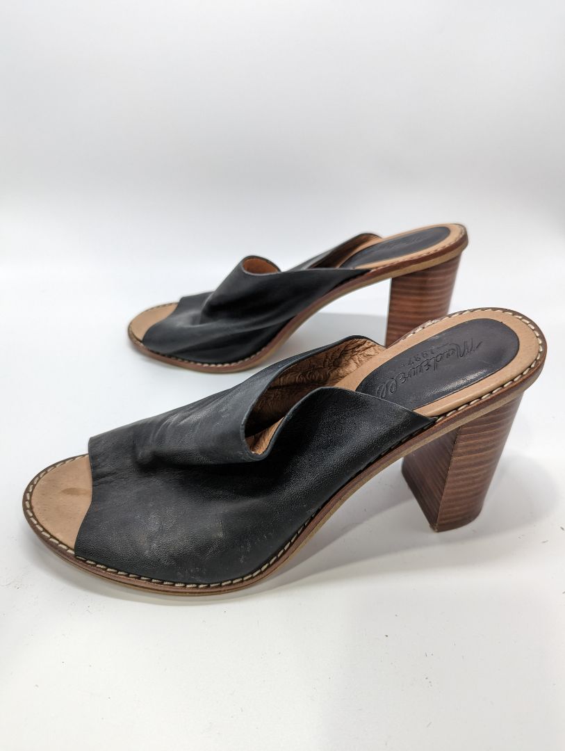 Madewell Black Leather Slipon Mule Sandal