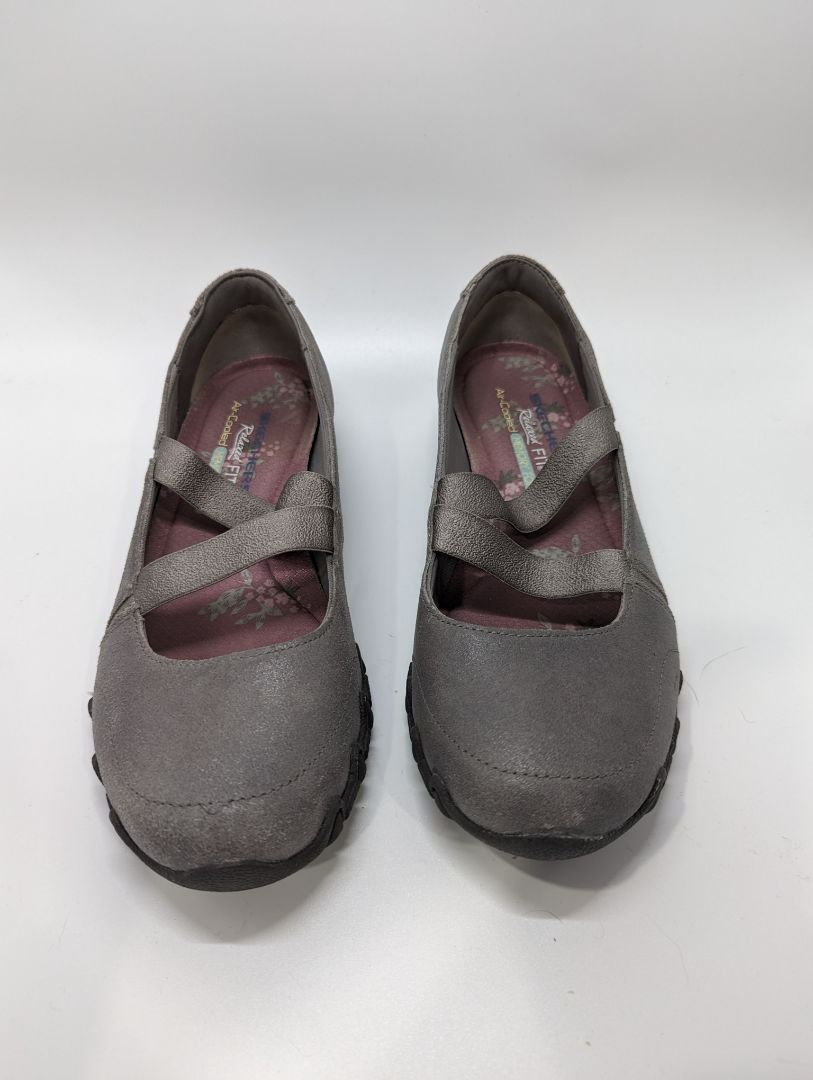 Skechers Dark Grey Relaxed Fit Air-Cooled Memory Foam 2 Strap Flat