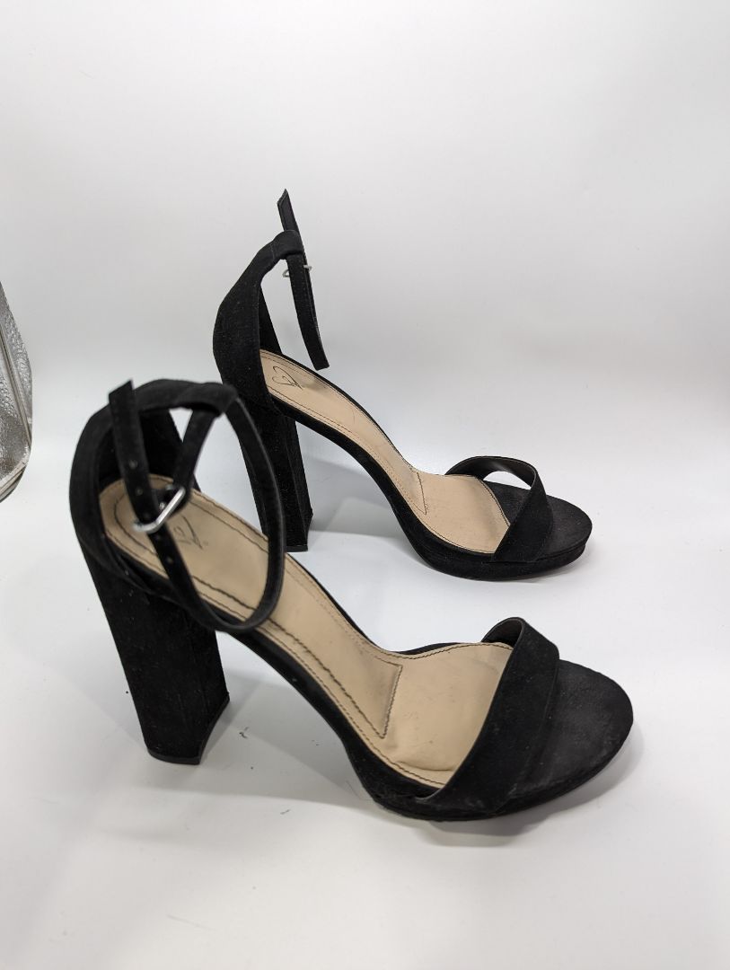 Black Suede Block Heels (8.5)