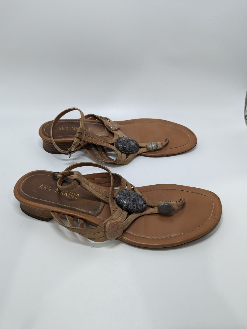 Ann Marino Brown Stone Embellished Sandal