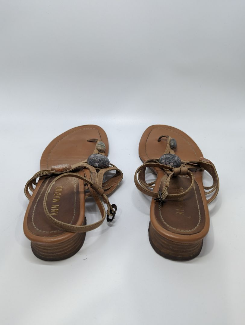 Ann Marino Brown Stone Embellished Sandal