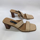 Etienne Aigner Tan Leather 2 Strap Block Heel Sandal
