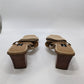 Etienne Aigner Tan Leather 2 Strap Block Heel Sandal