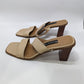 Etienne Aigner Tan Leather 2 Strap Block Heel Sandal