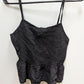 Black Ruched and Ruffled Crop Tank