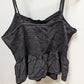 Black Ruched and Ruffled Crop Tank