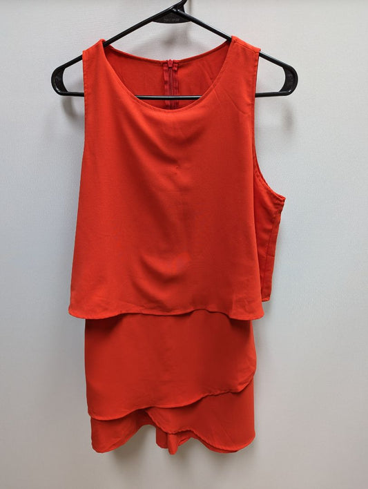 Red Sleeveless 3 Tiered Jumpsuit